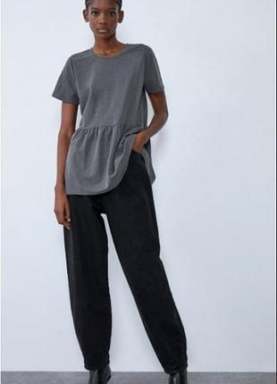 Блузка zara вільного крою колір графіт /6626/