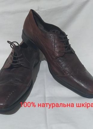 Х12. кожанные коричневые мужские туфли на шнурках завязках натуральная кожа