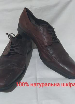 Х12. шкіряні коричневі чоловічі туфлі на шнурівках зав'язках натуральна шкіра