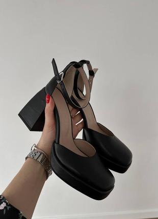 Черные женские туфли на каблуке каблуке из натуральной кожи кожаные туфли на каблуке каблуке