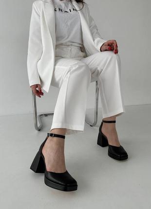 Черные женские туфли на каблуке каблуке из натуральной кожи кожаные туфли на каблуке каблуке