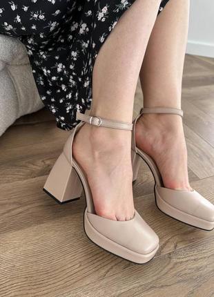 Бежевые моко женские туфли на каблуке каблуке из натуральной кожи кожаные туфли на каблуке каблуке