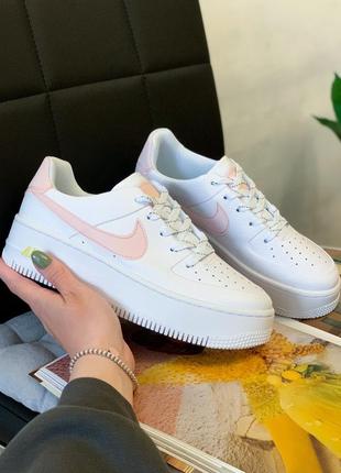 Жіночі кросівки nike air force 1 white/pink reflective