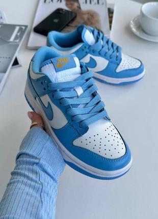 Женские кроссовки голубые с белым nike dunk low blue2 фото