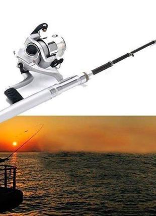 Вудка складана з котушкою і волосінню, телескопічна, fishing rod5 фото