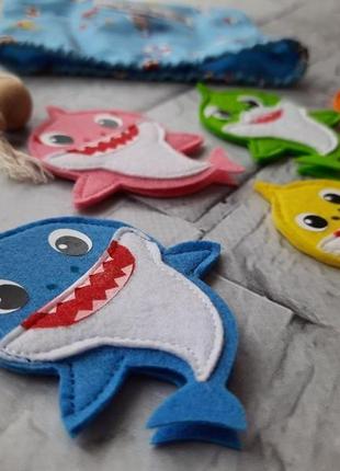 Пальчиковый театр из фетра фетровые игрушки акулы baby shark игрушки на пальчик бейби шарк7 фото