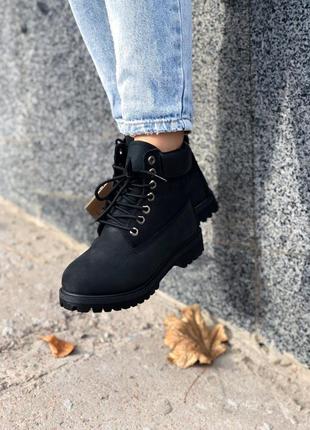 Женские ботинки  timberland black fur3 фото