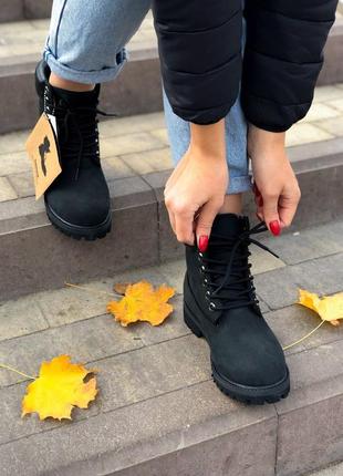 Женские ботинки  timberland black fur9 фото