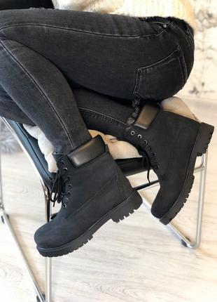 Женские ботинки  timberland black с мехом