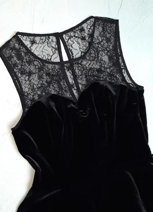 🌿1+1=3 роскошная черная велюровая приталенная блузка с кружевом oasis, размер 44 - 464 фото