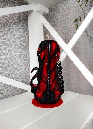 Свічка різьблена ручної роботи "хохлома" 17 см