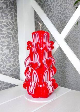 Свічка різьблена ручної роботи "валентин" 17 см1 фото