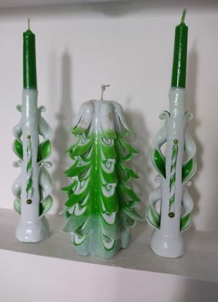 Свеча резная ручной работы "ёлка 1" 17 см