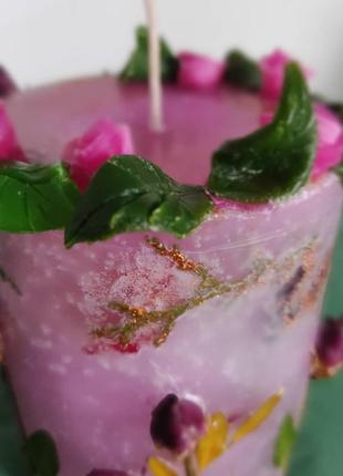 Свічка ботанічна подарункова "рожеве чудо"