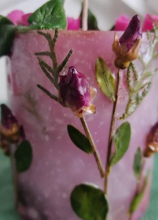 Свічка ботанічна подарункова "рожеве чудо"4 фото