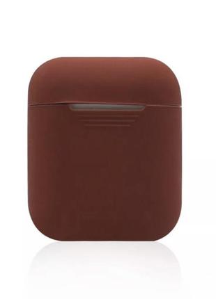 Класичний силіконовий чохол-футляр для навушників airpods 1/2 (коричневий)