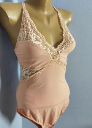 Брендовый трикотажный эластичный боди комбидресс размера 12/m-l