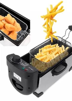 Воздушная фритюрница электрическая со съемной чашей с терморегулятором 3.5 л 2000вт raf 5299 salemar