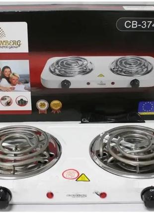 Плита электрическая crownberg cb-3744 з двумя спиральными тэнами, 2000вт salemarket