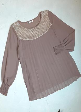🌿1+1=3 оригинальная блуза блузка плиссе цвета кофе с молоком miss rose, размер 44 - 468 фото