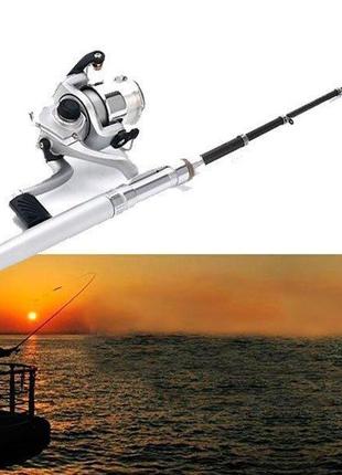 Удочка складная с катушкой и леской, телескопическая, fishing rod in pen case salemarket6 фото
