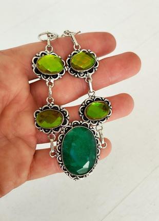 Драгоценный браслет 💚 изумруд 💚 серебро натуральные камни 🌈