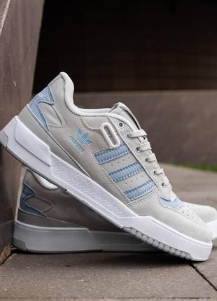 Adidas forum low grey light blue1 фото