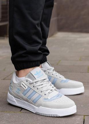 Adidas forum low grey light blue7 фото