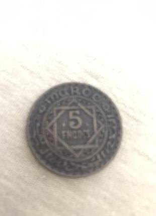 Монета 5 франків марокко