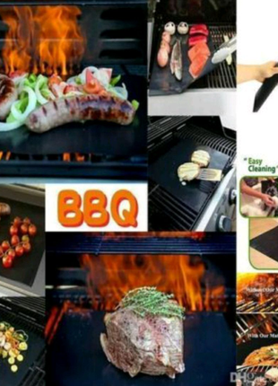 Багаторазовий 3 -х антипригарний килимок гриль мат bbq grill shee1 фото