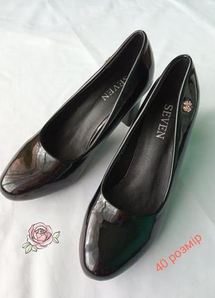 Женская обувь/ новые туфли лаковые черные лодочки 🖤 40 размер1 фото