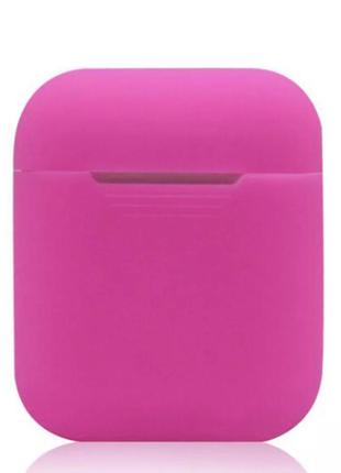 Классический силиконовый чехол-футляр для наушников airpods 1/2 (розовый)