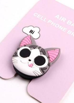 Милый 3d popsocket/попсокет для телефона детский «happy cat» силиконовый