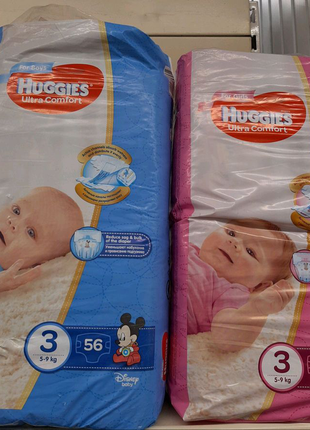 Підгузники huggies ультра комфорт хлопчик/дівчинка 3-ка 56 шт