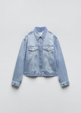 Джинсова куртка зі стразами zara