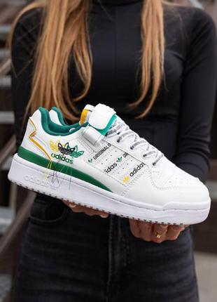 Кроссовки женские, adidas forum 84 low white green