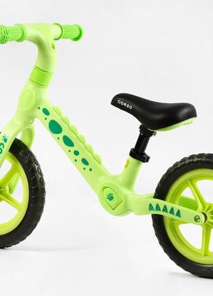 Дитячий біговел-велобіг 12 дюймів єва колеса та нейлонова рама corso cs-12716 салатовий2 фото
