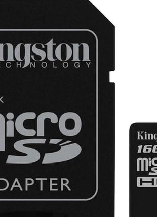 Карта памяти micro sdhc 16gb kingston (class 10) (uhs-1) (с адаптером) salemarket