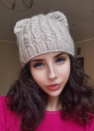 Шапка альпака с ушками