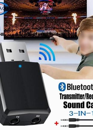 Аудио bluetooth адаптер zf-169 plus 3 в 1 передатчик и приемник блютуз ресивер аукс для пк телевизор приставка