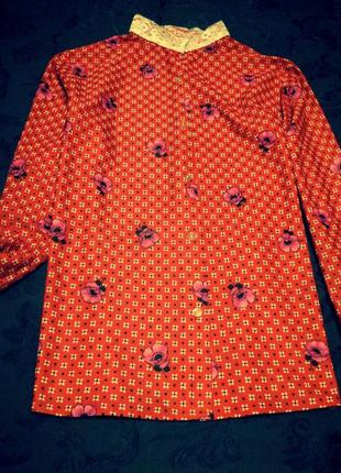 Женская нейлоновая рубашка свободного кроя в стиле ретро