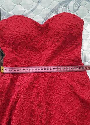 Гіпюрова вишукана сукня червоного кольору3 фото