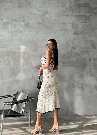 Эффектное летнее платье сарафан вязаное3 фото
