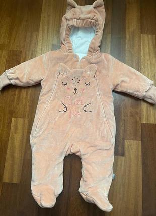 Демісезонний велюровий комбінезон з капюшоном