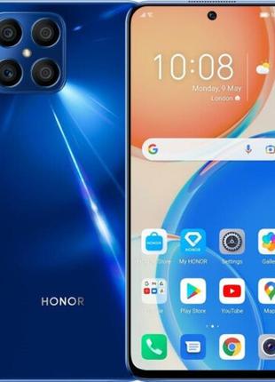 Смартфон honor x8 6/128gb blue, 64/16мп, 6,7", 2 sim, 4g, 4000 ма ⁇, snapdragon 680, 8 ядер