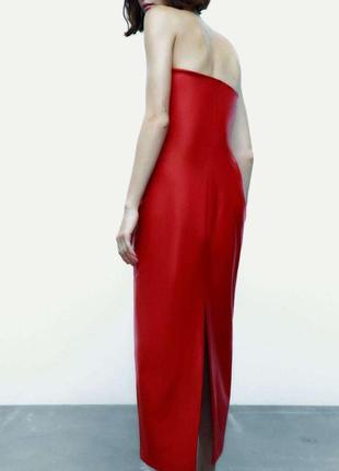 Кожаное платье красное тренд viral zara4 фото