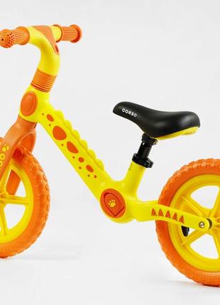 Дитячий біговел-велобіг 12 дюймів єва колеса та нейлонова рама corso cs-12496 помаранчевий3 фото