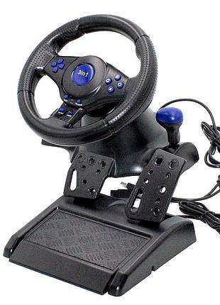 Руль игровой с педалями и коробкой передач для ноутбука пк ps2 ps3 pc usb vibration steering wheel
