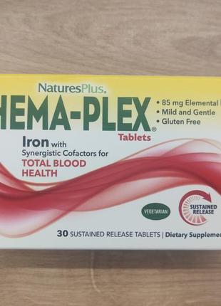 Nature's plus, hema-plex, хема-плекс, залізо з кофакторами. сша