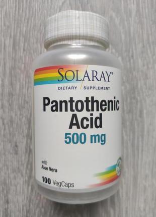 Solaray пантотенова кислота вітамін b-5, 500 мг, 100 капсул. сша